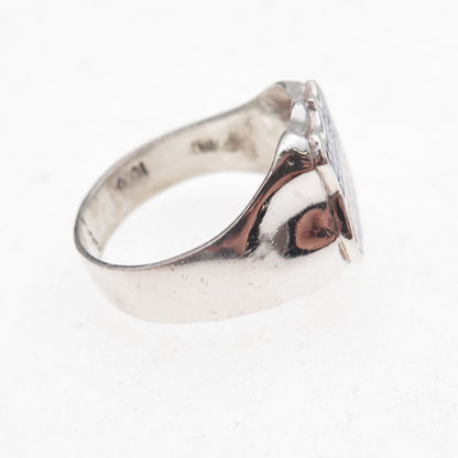 925 Sterling Silver Antique Art Deco Enamel Club Sport Emelec Ring Size 8