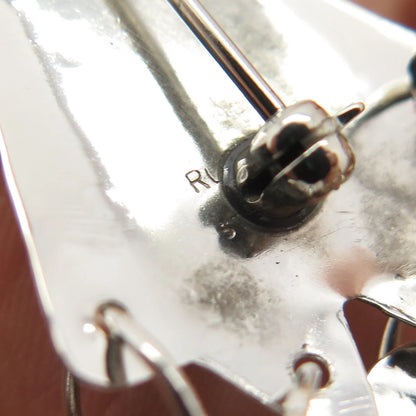 925 Sterling Silver 2-Tone Vintage Snowman & Heart Dangling Pin Brooch