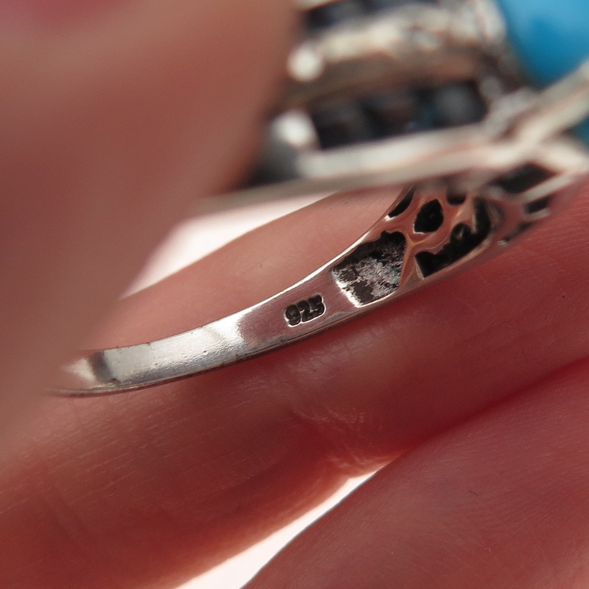 Chuck Clemency 925 Sterling Silver Real Diamond Turquoise Sapphire Ring Size 10