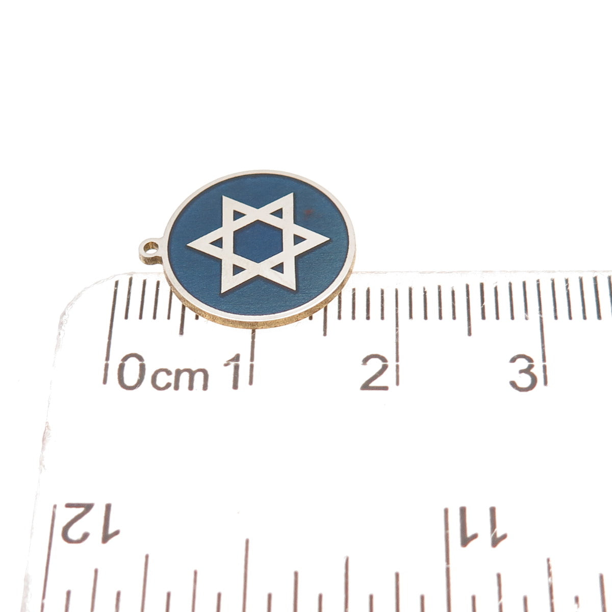 925 Sterling Silver Gold Plated Blue Enamel Star of David Charm Pendant
