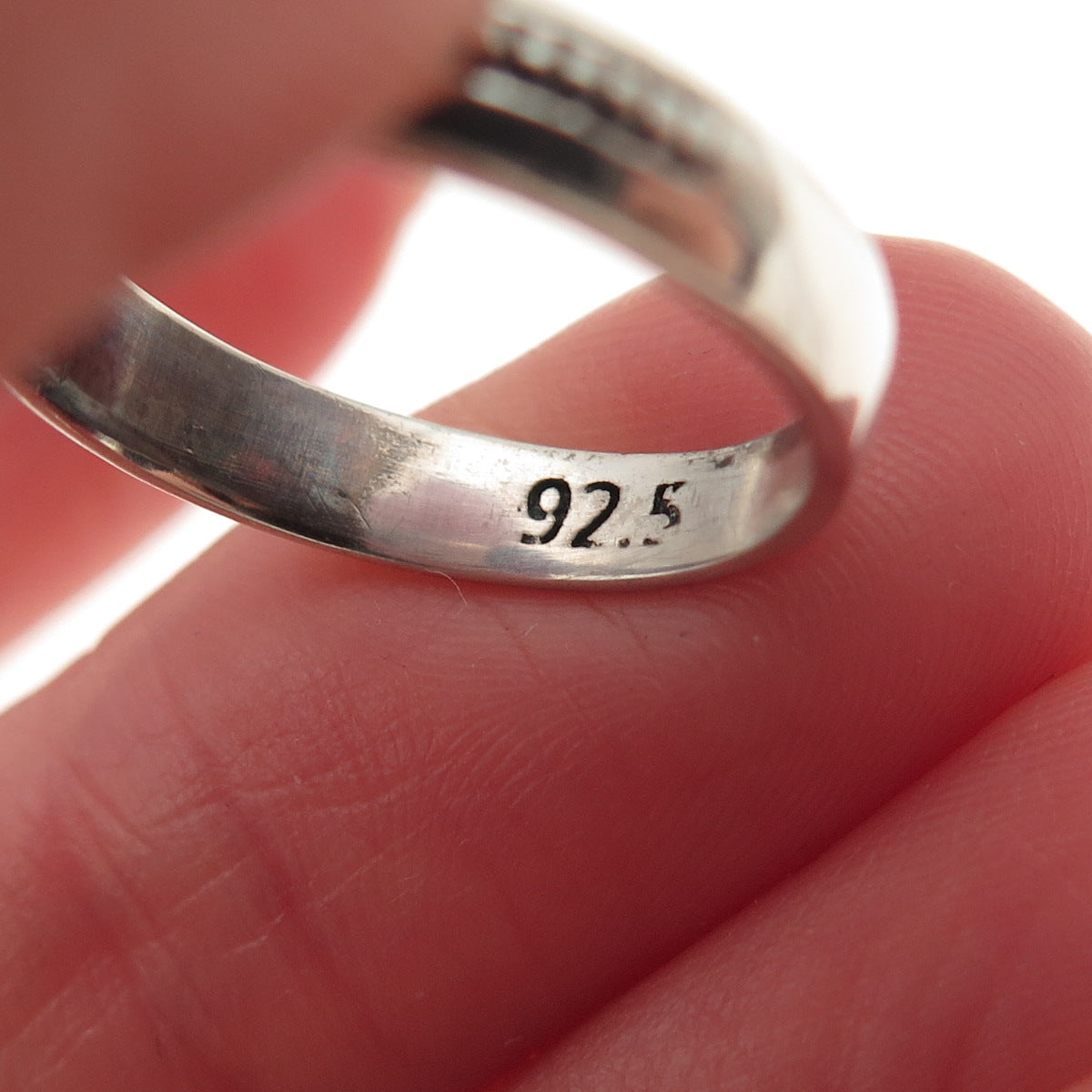 925 Sterling Silver Vintage Real Amethyst Oxidized Ring Size 7.25