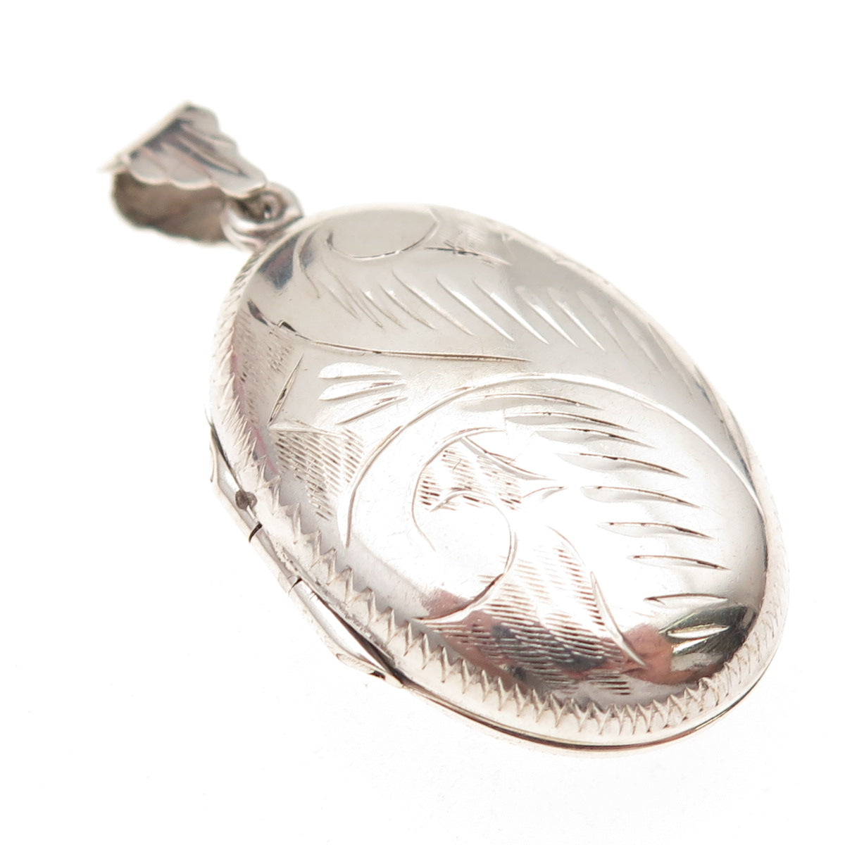 925 Sterling Silver Vintage Engraved Floral Locket Charm Pendant