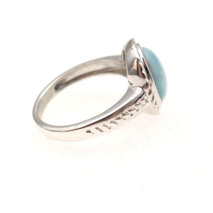 JH Young 925 Sterling Silver Vintage Real Cabochon Larimar Ring Size 5.5