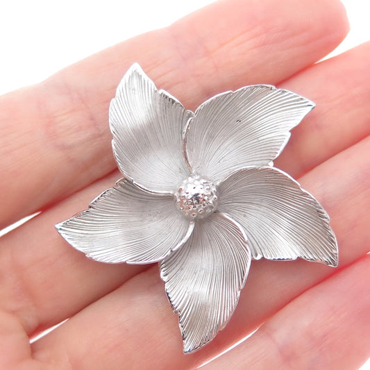 Binder Brothers 925 Sterling Silver Vintage Modernist Flower Pin Brooch