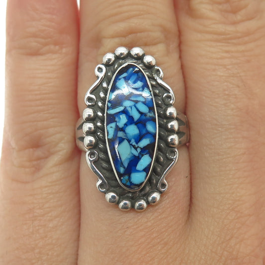 MAISELS INDIAN TRADING Sterling Silver Vintage Turquoise Inlay Ring Size 5.75