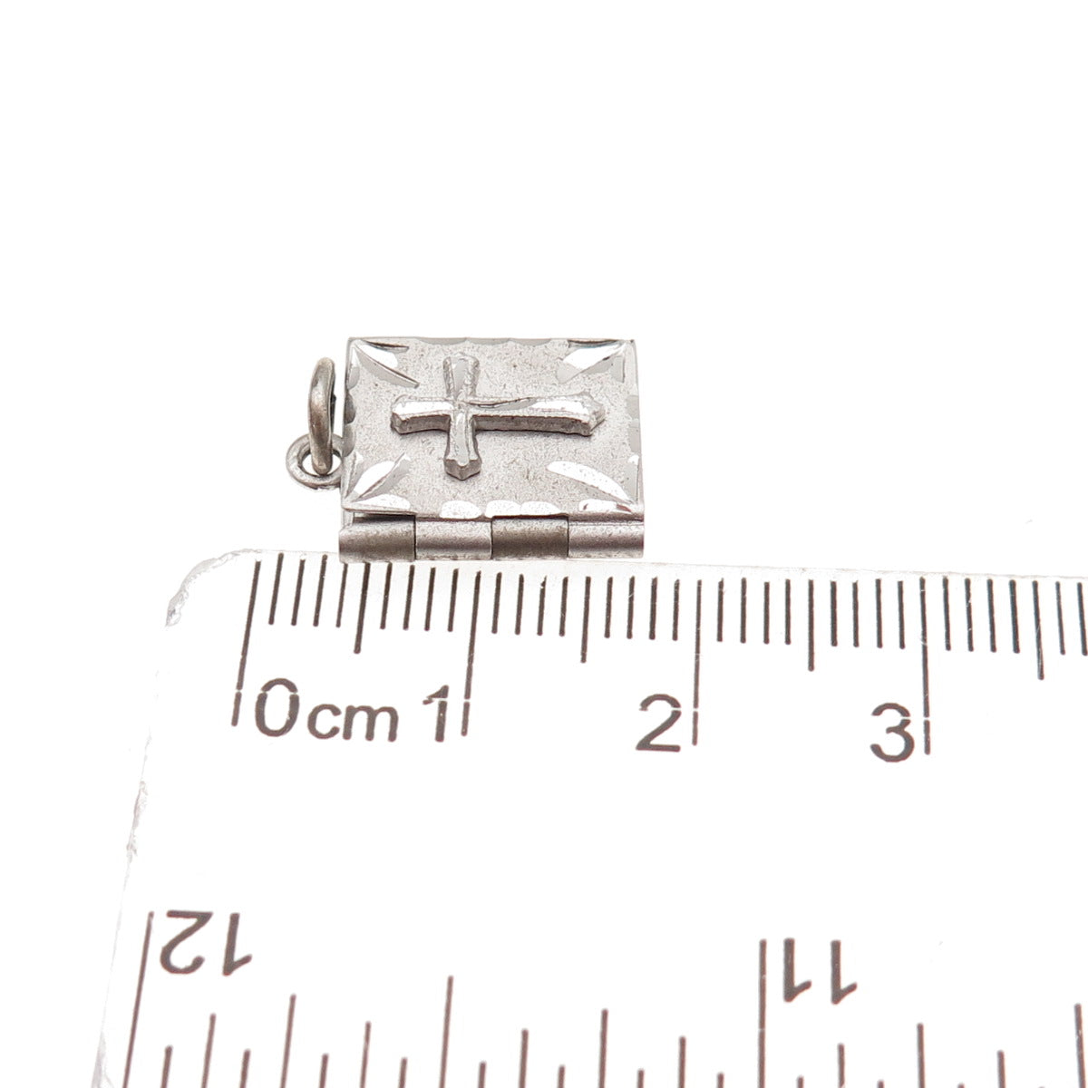 925 Sterling Silver Antique Art Deco Cross Prayer Locket Mini Charm Pendant