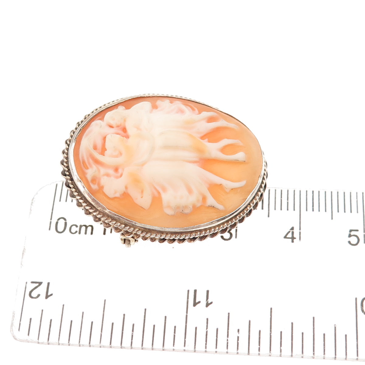 925 Sterling Silver Antique Art Deco Real MOP Three Graces Cameo Pin Brooch