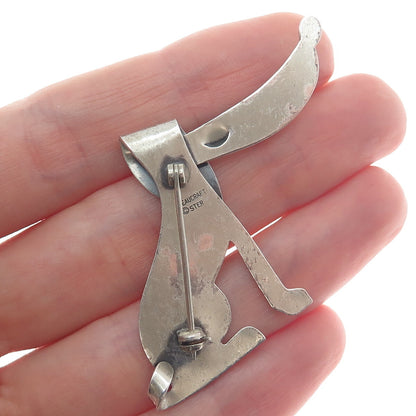 BEAU CRAFT 925 Sterling Silver Vintage Modernist Dog Pin Brooch