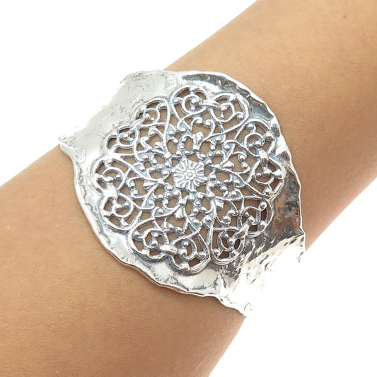 OR PAZ PZ 925 Sterling Silver Vintage Israel Floral Adjustable Bracelet 7.25"