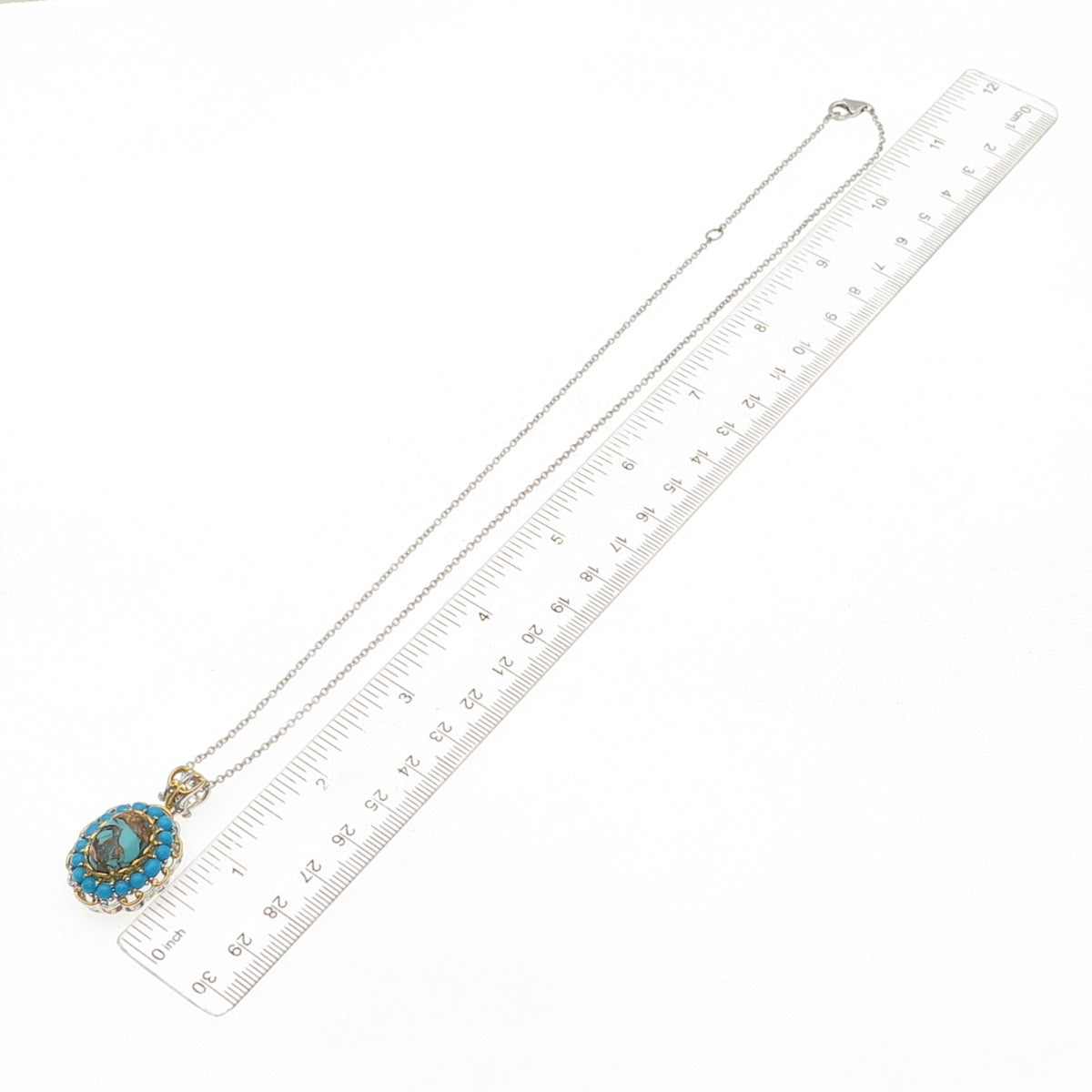 Michael Valitutti Gems En Vogue Sterling 2-Tone Multi-Turquoise Necklace 18-20"