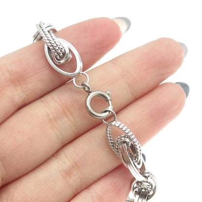 925 Sterling Silver Vintage Modernist Roped Link Bracelet 6.75"
