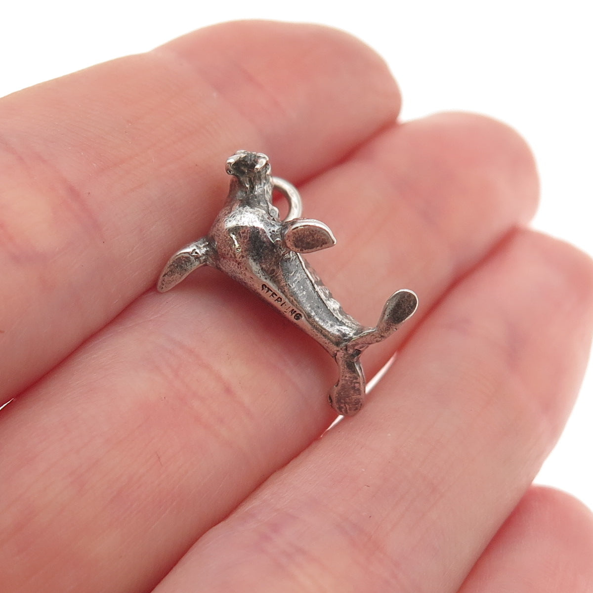 925 Sterling Silver Vintage Sea Lion Oxidized 3D Charm Pendant