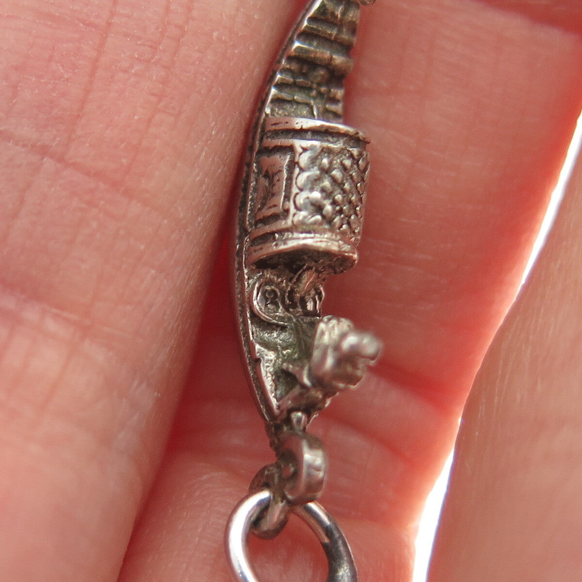 800 Silver Vintage Gondola Boat Minimalist Oxidized Charm Pendant