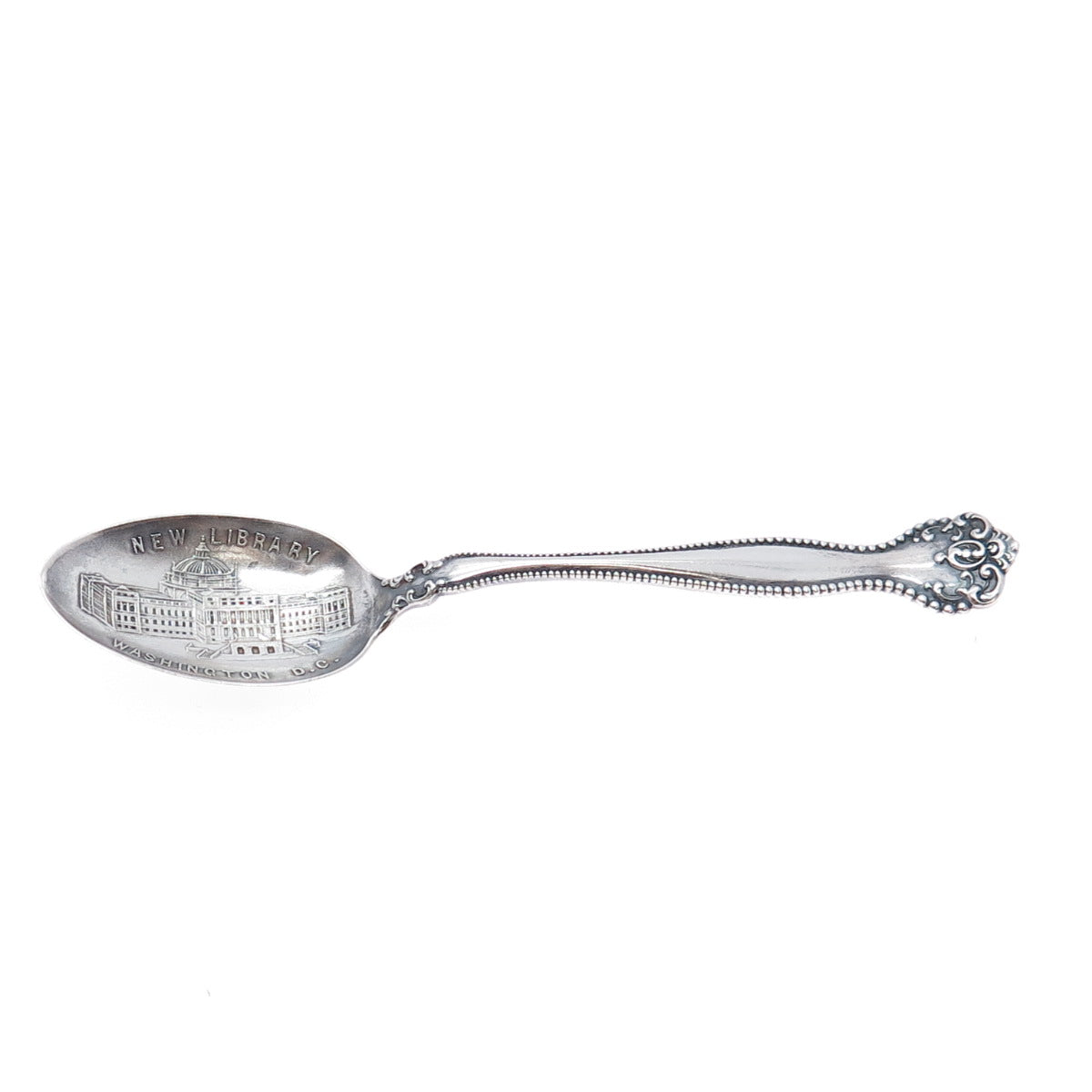 ALVIN 925 Sterling Antique 1900 Raleigh New Library Washington DC Coffee Spoon