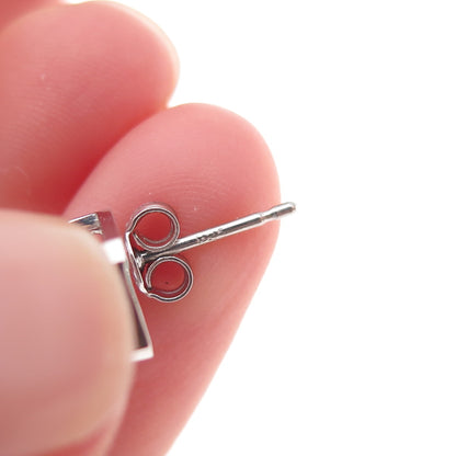 925 Sterling Silver Emerald-Cut C Z Stud Earrings