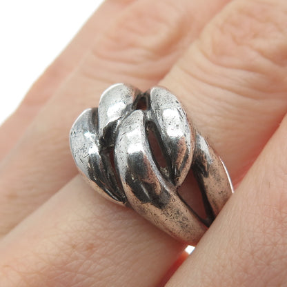 925 Sterling Silver Vintage Modernist Oxidized Ring Size 7