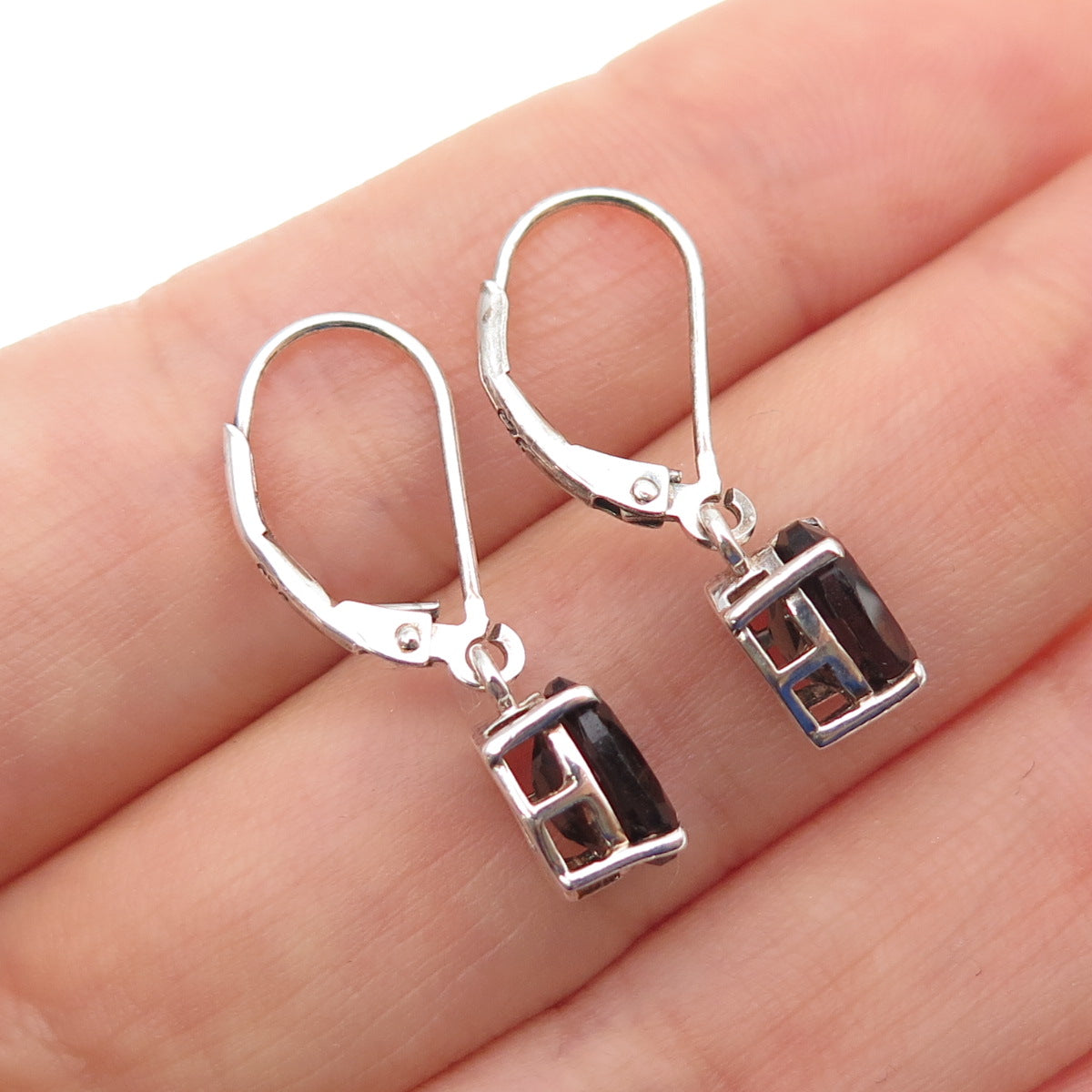 CHUCK CLEMENCY 925 Sterling Silver Real Smoky Quartz Dangle Earrings