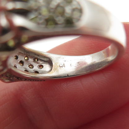 925 Sterling Silver Vintage Real Amethyst & Peridot Butterfly Ring Size 5.25