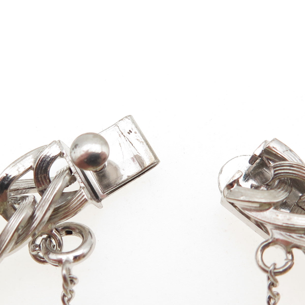 RHYTHM 925 Sterling Silver Antique Art Deco Oxidized Curb Link Bracelet 7"