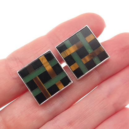 GFMW Great Falls Metal Works 925 Sterling Silver Vintage Real Multi-Gem Earrings