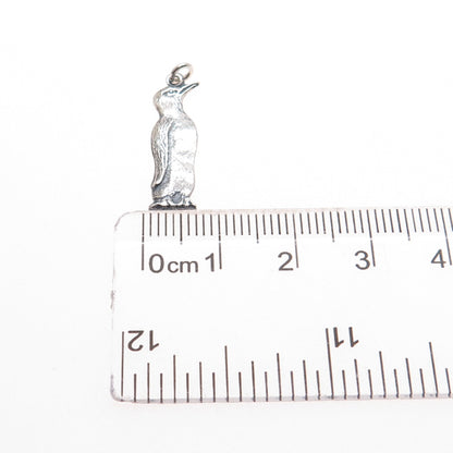 925 Sterling Silver Vintage Pinguin Oxidized Minimalist Charm Pendant