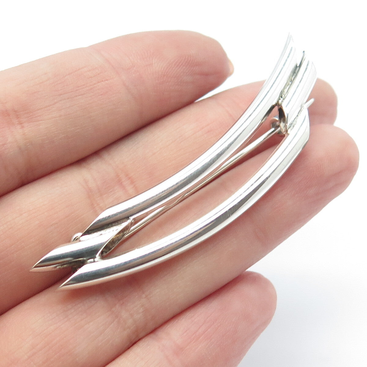 925 Sterling Silver Vintage Modernist Pin Brooch