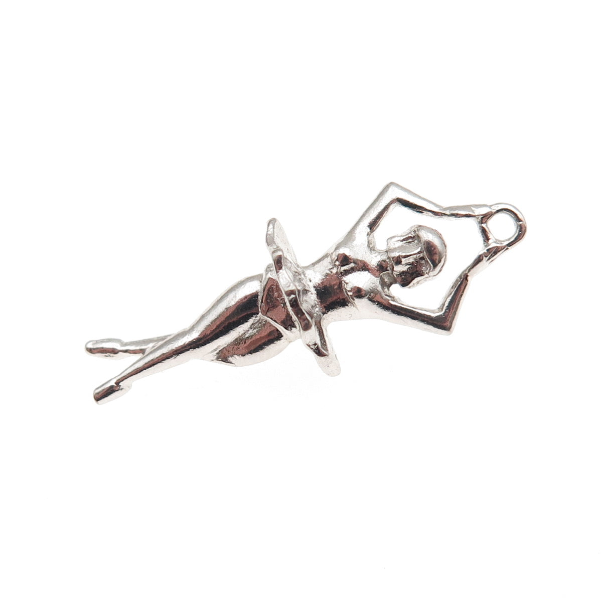 925 Sterling Silver Vintage Ballerina 3D Charm Pendant