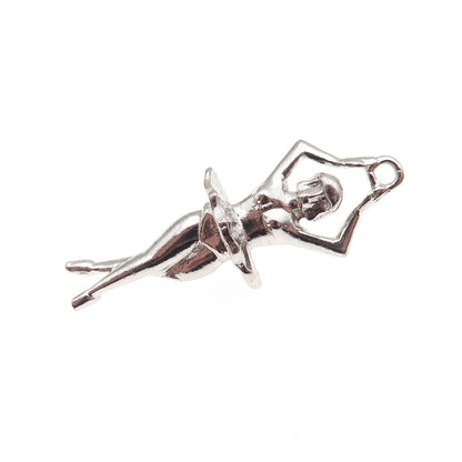 925 Sterling Silver Vintage Ballerina 3D Charm Pendant