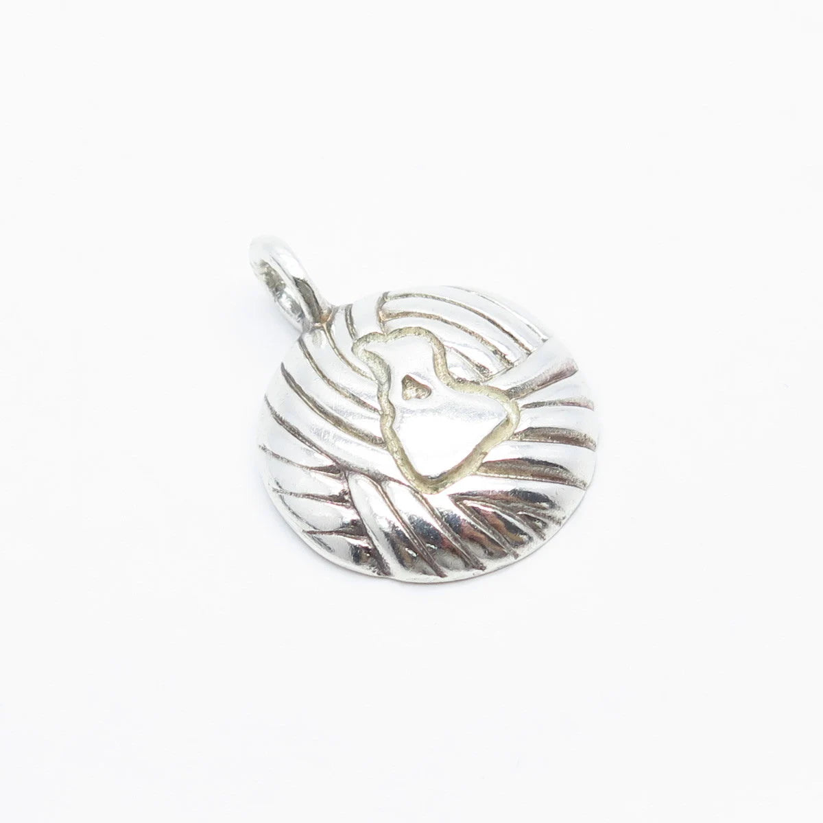 925 Sterling Silver Vintage Ribbed Pendant