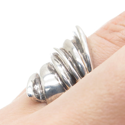 CHAPAL ZENRAY 925 Sterling Silver Vintage Modernist Oxidized Ring Size 7
