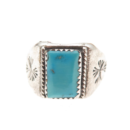 Old Pawn 925 Sterling Silver Vintage Southwestern Turquoise Ring Size 11.5