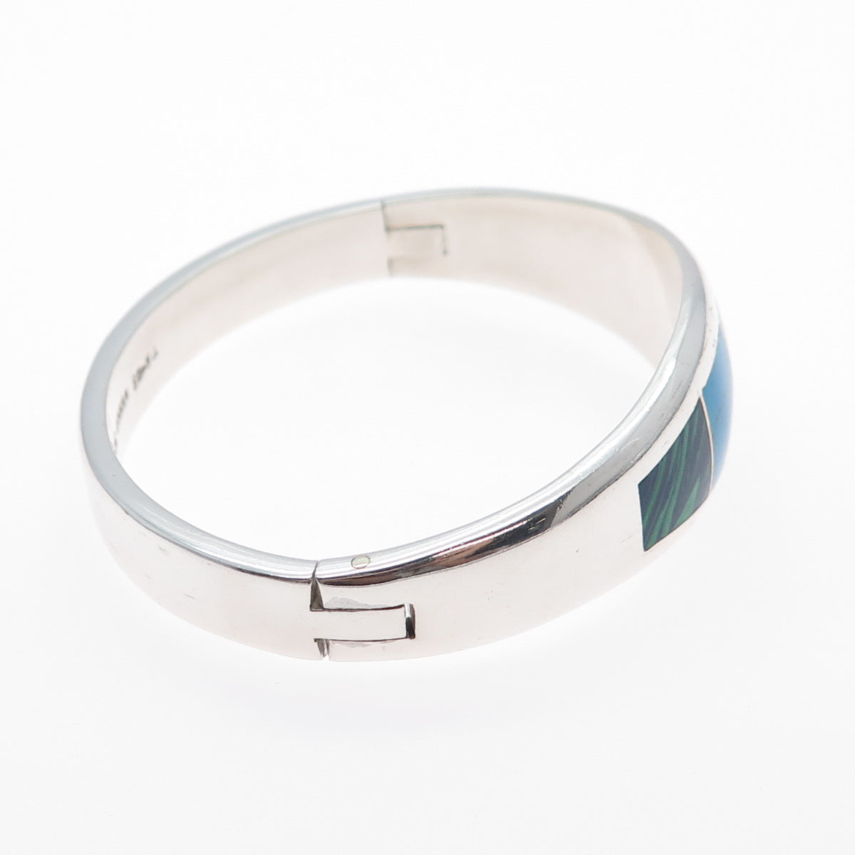 925 Sterling Vintage Mexico Turquoise Azurite Malachite & Sugilite Bracelet 7"