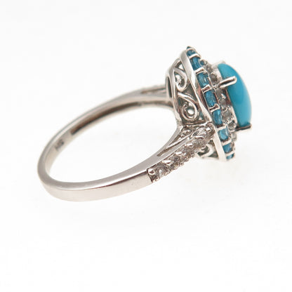 Chuck Clemency 925 Sterling Silver Real Turquoise Apatite & Topaz Ring Size 8.25