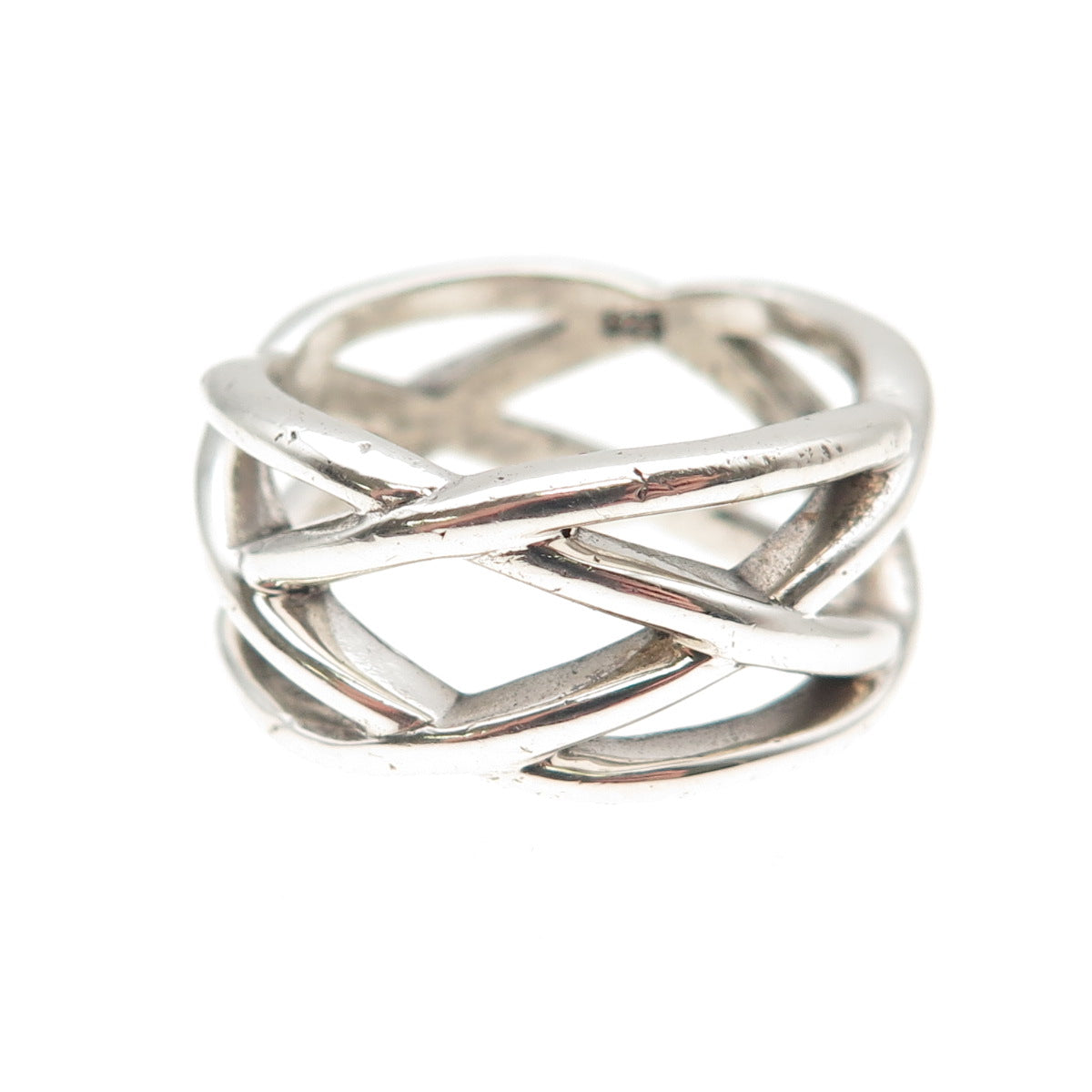 925 Sterling Silver Vintage Crisscross Ring Size 9.25
