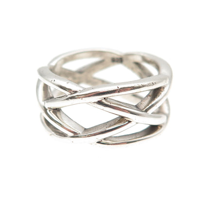 925 Sterling Silver Vintage Crisscross Ring Size 9.25