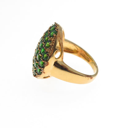 HAROLD TRUJILLO 925 Sterling Gold Plated Vintage Chrome Diopside Ring Size 7.25