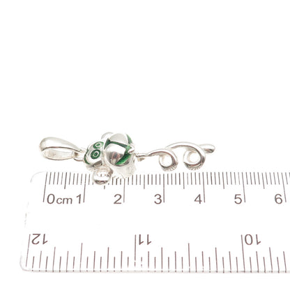 925 Sterling Silver Vintage Italy Enamel Twisted Monkey Charm Pendant