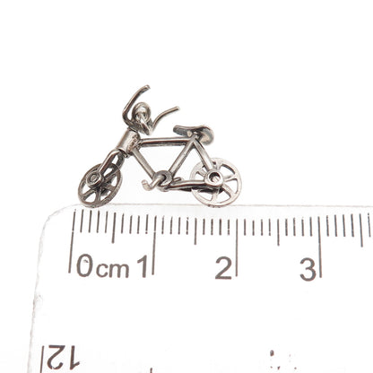 925 Sterling Silver Antique Art Deco Bicycle Movable Mini Charm Pendant