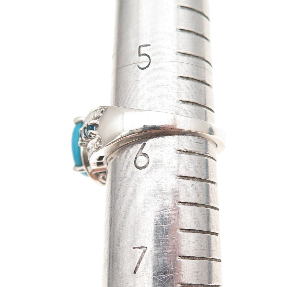 Chuck Clemency Sterling Silver Real Diamond Turquoise & Apatite Ring Size 5.75
