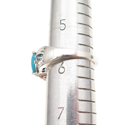 Chuck Clemency Sterling Silver Real Diamond Turquoise & Apatite Ring Size 5.75