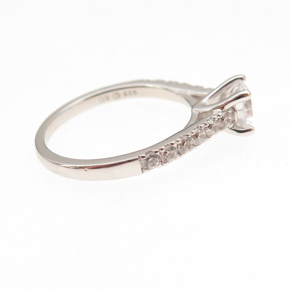 925 Sterling Silver Round-Cut C Z Engagement Ring Size 7