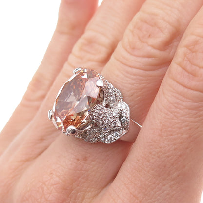 Joseph Esposito 925 Sterling Silver Champagne & White C Z Ring Size 7
