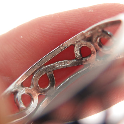925 Sterling Silver Vintage Swirl Band Ring Size 7.25