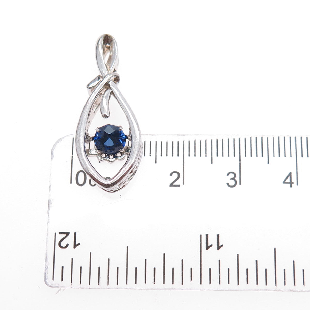 925 Sterling Silver Lab-Created Sapphire Infinity Slide Charm Pendant