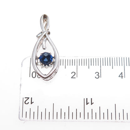 925 Sterling Silver Lab-Created Sapphire Infinity Slide Charm Pendant