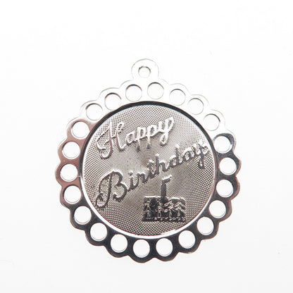 Town & Country 925 Sterling Silver Vintage Happy Birthday Charm Pendant