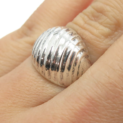 925 Sterling Silver Vintage Modernist Dome Ring Size 6.75