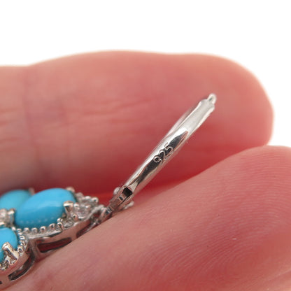 Chuck Clemency 925 Sterling Silver Real Turquoise White Topaz Butterfly Earrings