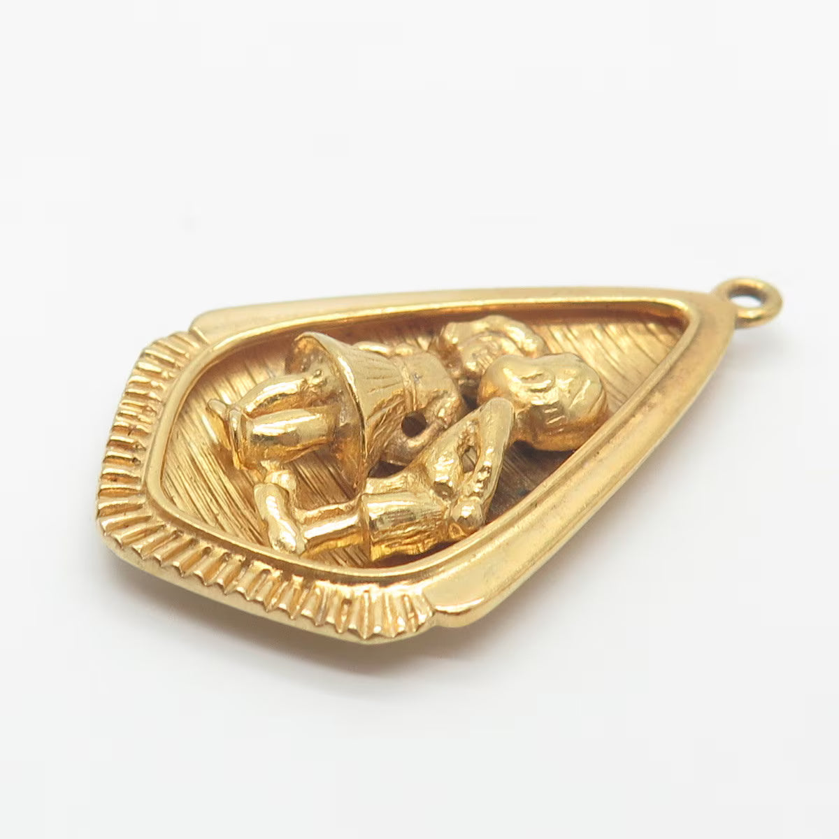 925 Sterling Silver Gold Plated Vintage McM Boy & Girl Pendant