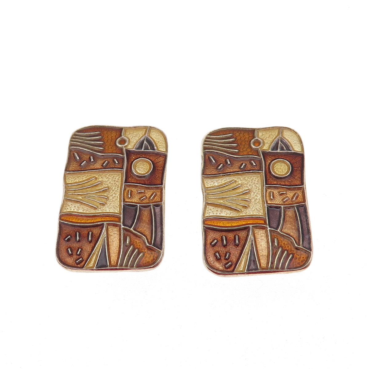 David Andersen 925S Sterling Vintage Norway Four Seasons Autumn Clip On Earrings